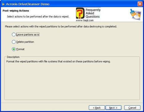 בחירת האופציה המתאימה,תוכנתDriveCleanser