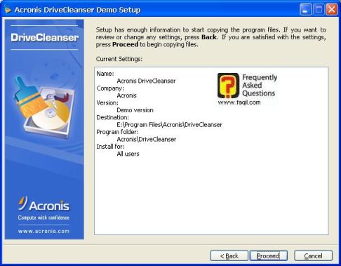 מסך קרא לפני  התקנה,תוכנתDriveCleanser