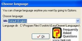 בחירת שפה לתוכנה, EasyCleaner 