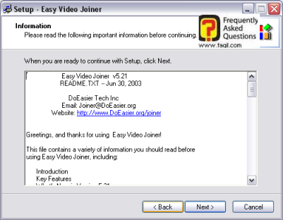 מסך  מידע, easy video joiner  
