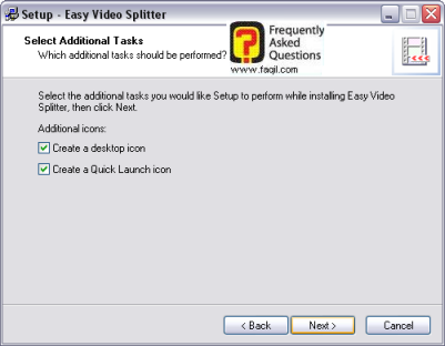 מסך יצירת אייקונים בהתקנה, easy video splitter  