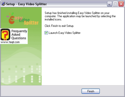 מסך ההתקנה הסתיימה, easy video splitter  