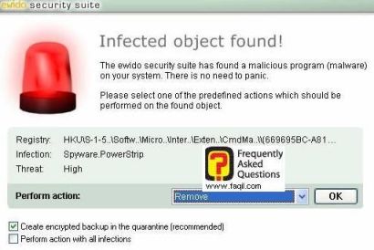 הודעה על מציאת מזיק, ewido  
