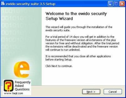 מסך ברוכים הבאים להתקנה, ewido  