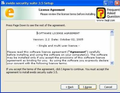 מסך הסכם הרישיון, ewido  
