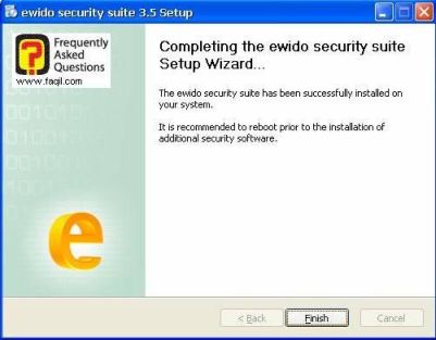 סיום ההתקנה, ewido  