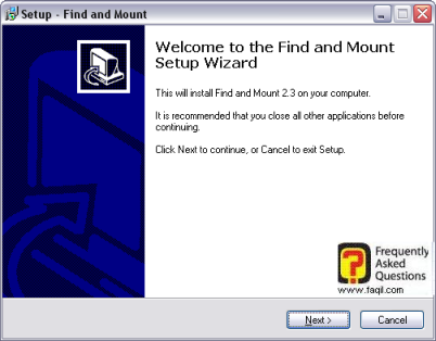 מסך ברוכים הבאים להתקנה,find & mount 2.3