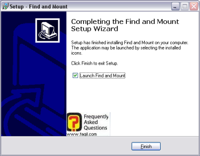מסך סיום ההתקנה,find & mount 2.3