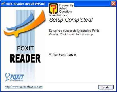 סיום ההתקנה, תוכנת Foxit 
