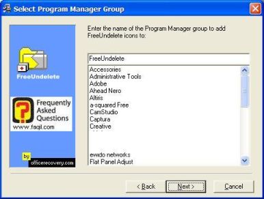 מסך שם לתפריט המהיר להתקנה,תוכנת FreeUndelete 