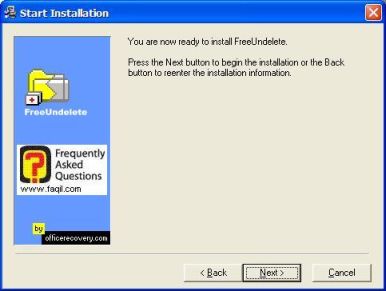מסך קרא לפני ההתקנה,תוכנת FreeUndelete 