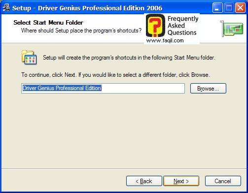 מסך השם בתפריט המהיר בהתקנה , תוכנת Driver Genius
 Professional Edition 2006