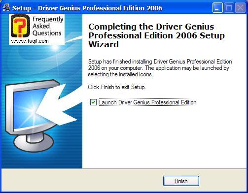 מסך  ההתקנה הסתיימה, תוכנת Driver Genius
 Professional Edition 2006