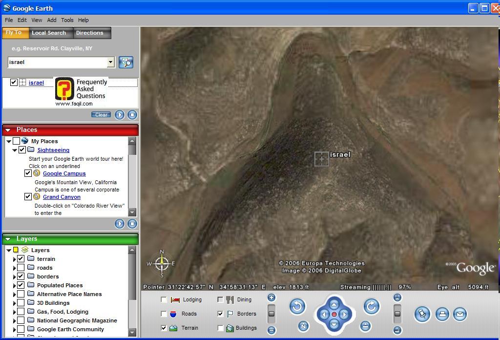 בחירה בישראל, ב Google Earth