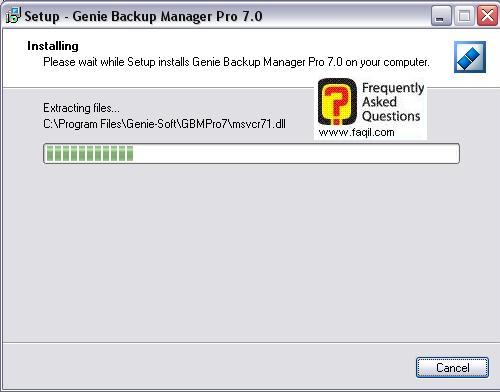 ההתקנה החלה, Genie backup manager pro edition 7.0