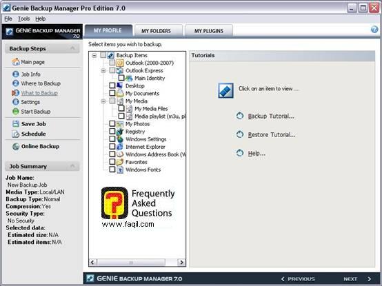 מה אנו רוצים לגבות, Genie backup manager pro edition 7.0