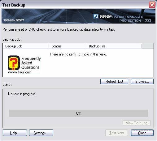 האם הגיבוי אכן תקין, Genie backup manager pro edition 7.0