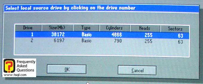 בחר את הדיסק הקשיח , בGhost