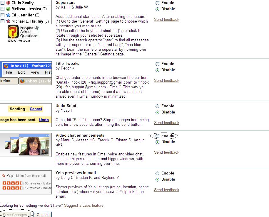 תכונות חדשות וידאו צט גמייל