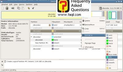 סוג מחיצה, gparted