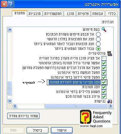הצג מצייני מיקום להורדת תמונה, דפדפן internet explorer
