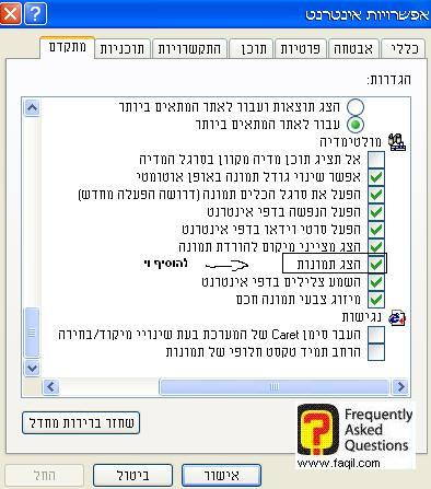 הצג תמונות, דפדפן internet explorer