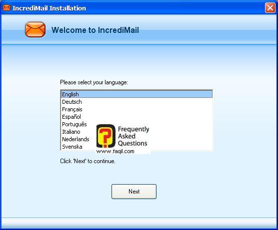 בחרו את שפת ההתקנה , תוכנת  Incredimail