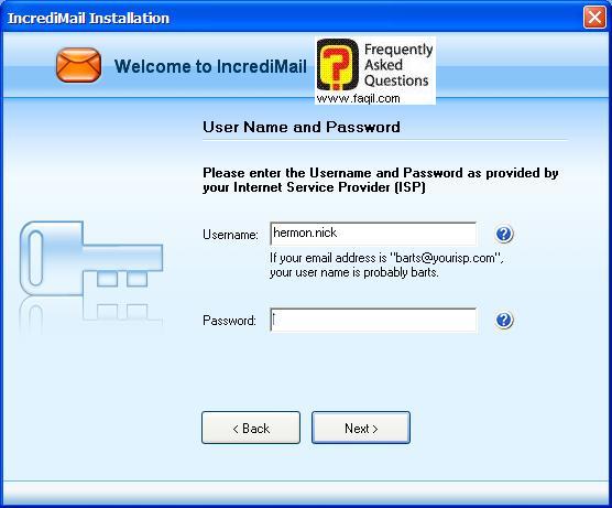 שם המשתמש שלכם והסיסמא, תוכנת  Incredimail