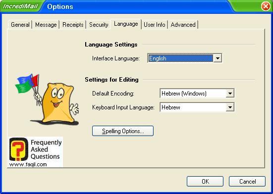 הגדרות שפות וקידוד , תוכנת  Incredimail