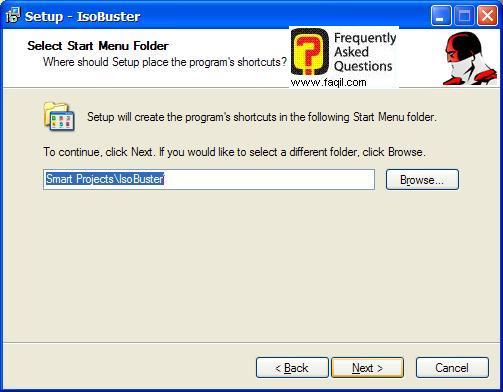 מסך שם התפריט  המהיר בהתקנה  , IsoBuster