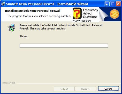 ההתקנה החלה,חומת האש Kerio Personal Firewall