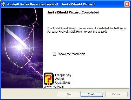 סיום ההתקנה,חומת האש Kerio Personal Firewall