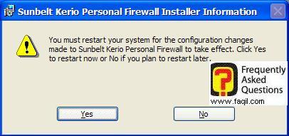 הפעלה מחדש של המחשב,חומת האש Kerio Personal Firewall