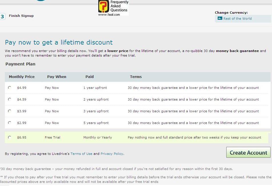 בחירת חבילת הגיבוי, תוכנת LiveDrive   
