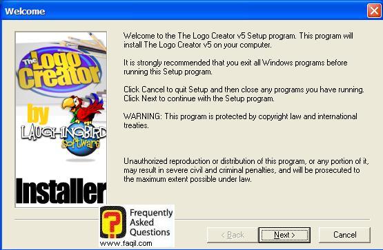 מסך ברוכים הבאים להתקנה, The Logo Creator Version 5 
