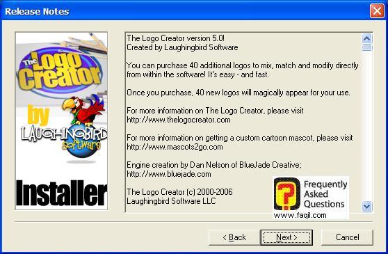 מסך  על הגירסה שתותקן, The Logo Creator Version 5 