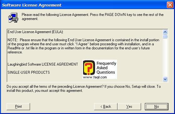 מסך  תנאי שימוש בהתקנה, The Logo Creator Version 5 