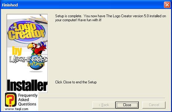 ההתקנה הסתיימה , The Logo Creator Version 5 