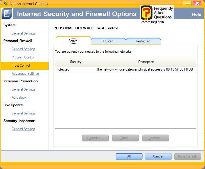 הוספת מסלולים  מאושרים ,Norton Internet Security 2007
