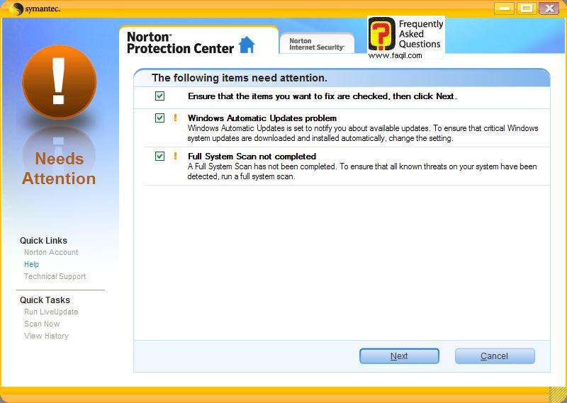 על מנת להשלים את ההליך, יש לסרוק את המחשב עם האנטיוירוס ,Norton Internet Security 2007