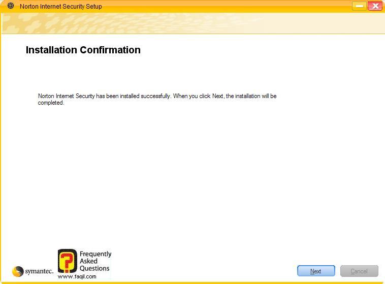 מסך ההתקנה הושלם,Norton Internet Security 2007