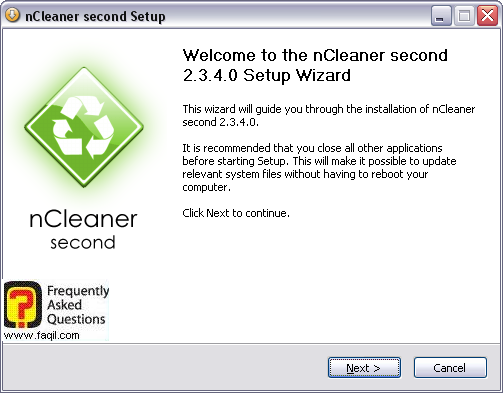 מסך ברוכים הבאים להתקנה,ncleaner