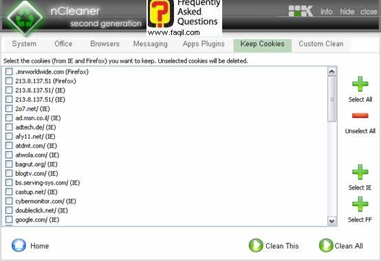 שמירת עוגיות,ncleaner
