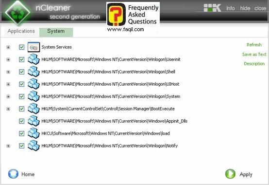 אילו שירותי מערכת ברצוננו להעלות עם מערכת ההפעלה ,ncleaner