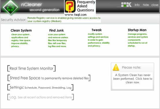 חזרה למסך הראשי ,ncleaner