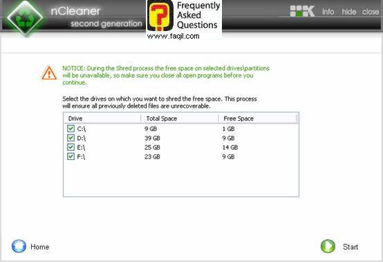 סריקה אחר קבצים שנמחקו ,ncleaner