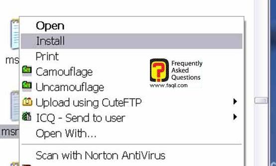 התקן install , לMsnetmtg.inf
