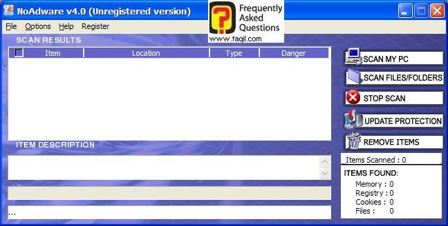 מסך התוכנה,NoAdware 4.0 