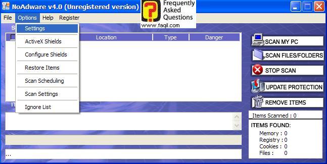 הגדרות,NoAdware 4.0 