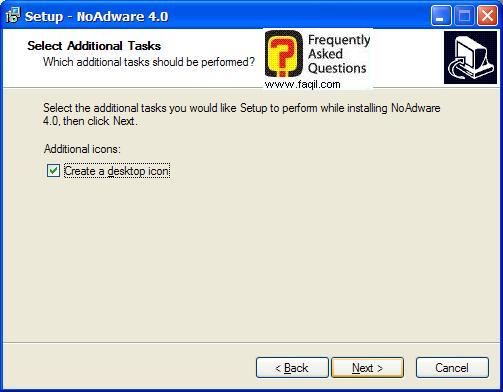 מסך יצירת אייקון   להתקנה,NoAdware 4.0 